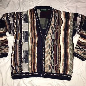 Tundra Canada Cardigan Men XL Textured Ribbed 3D thick BIG Cosby Y2K 80's Chunky